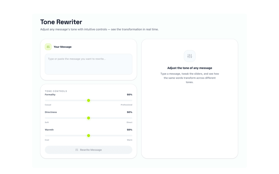 Message Tone Rewriter and Adjustment Tool